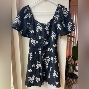Abercrombie Floral Black and White Dress